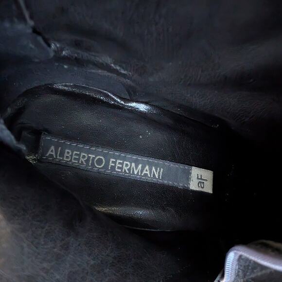 ALBERTO FERMANI Black Suede Block Heel Booties Zipper 36.5 US 6.5 - Picture 8 of 8